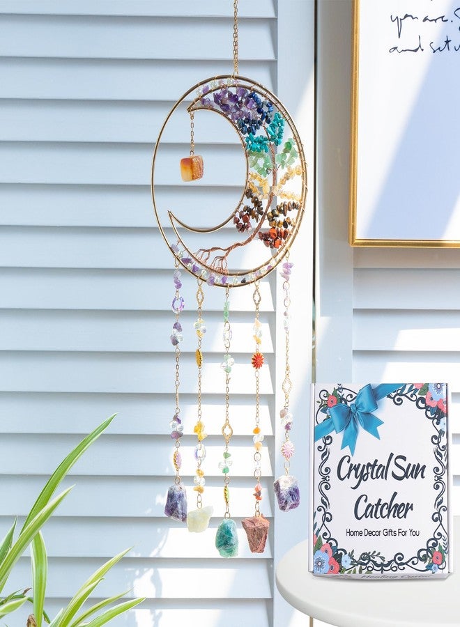 Dreamsum 7 Chakras Dream Catchers Tree of Life Dream Catcher Crystal Dreamcatcher Wall Decor with Healing Crystal Stone & Fluorite Wall Art Hanging for Bedroom Home Decor Bless Gift Wedding Garden-Colorful - Image 1